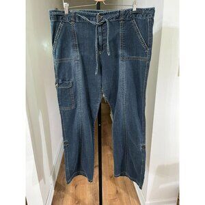EUC Faded Glory Ladies Dark Denim Stretch Cargo Pants